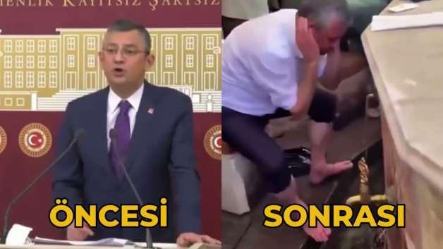 Abdest alan Özgür Özel'in "orta çağ düşüncesi" dediği görüntüler akıllara geldi