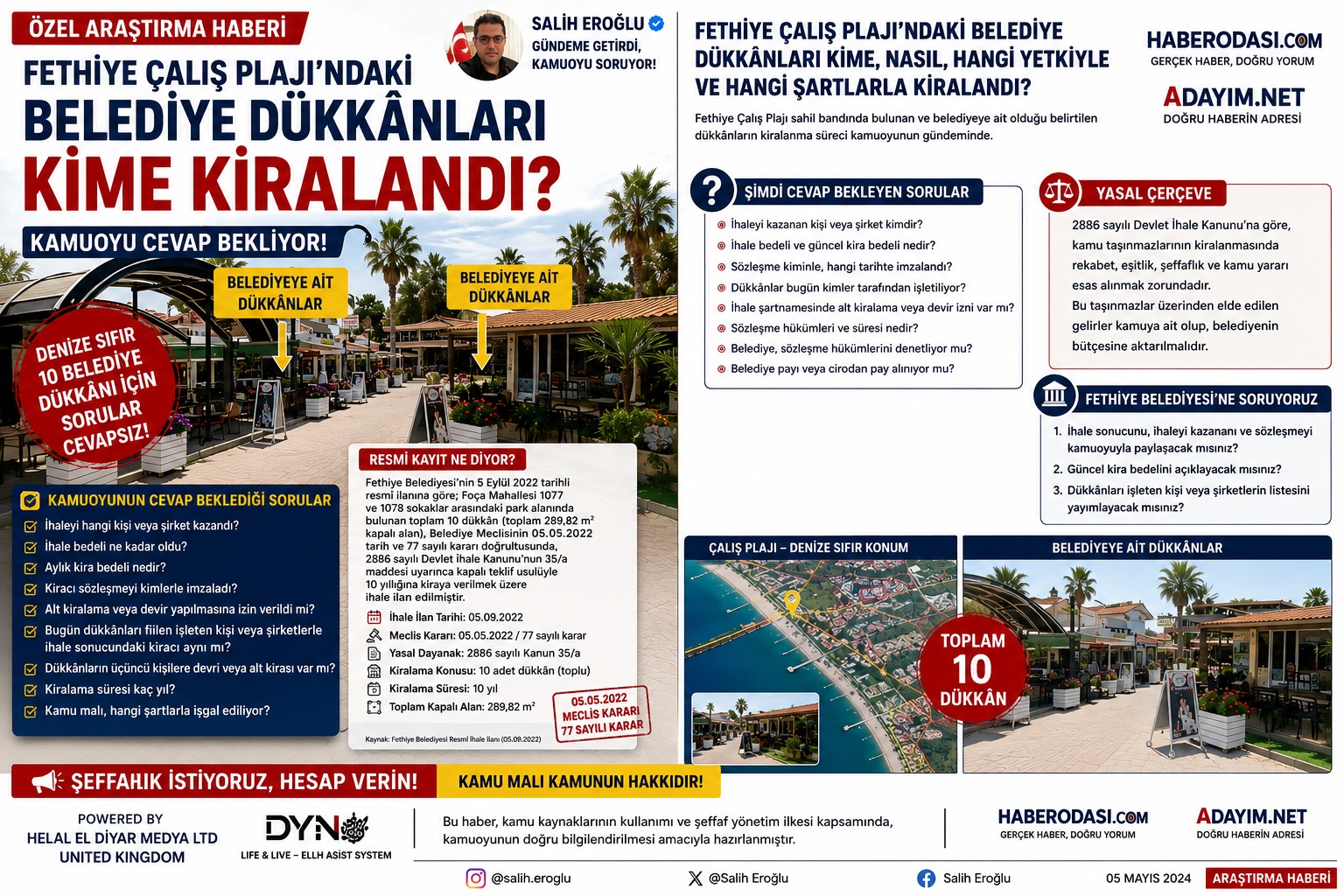 FETHİYE BELEDİYESİ'NE ÇAĞRIMIZ ÇALIŞ PLAJI’NDAKİ BELEDİYE DÜKKÂNLARII KİME KİRALANDI?