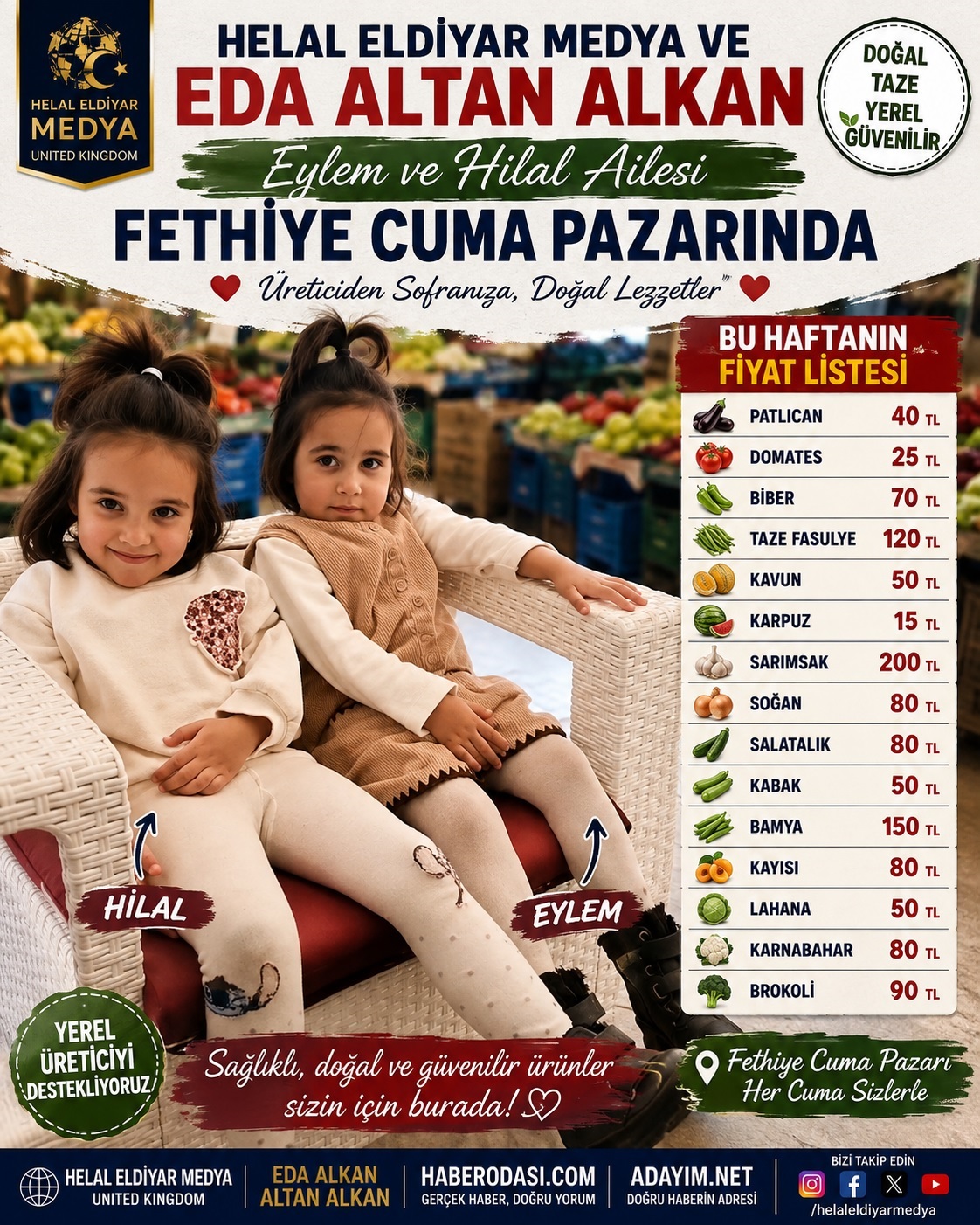 HELAL ELDİYAR MEDYA VE  HILAL EYLEM  FETHİYE CUMA PAZARINDA ORGANIK KÖY ÜRÜNLERI İLE TANIŞTILAR
