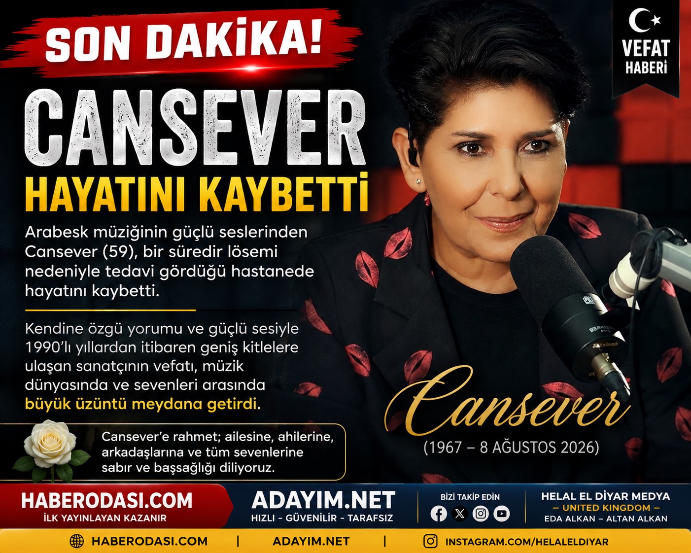 🔴 SON DAKİKA | CANSEVER 59 YAŞINDA HAYATINI KAYBETTİ