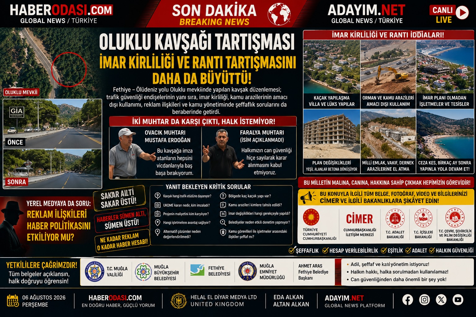 ÖZEL DOSYA | OLUKLU KAVŞAĞI TARTIŞMASI FETHİYE'DE DAHA BÜYÜK BİR SORUYU GÜNDEME TAŞIDI İMAR RÜŞVET VE İRTİKAP