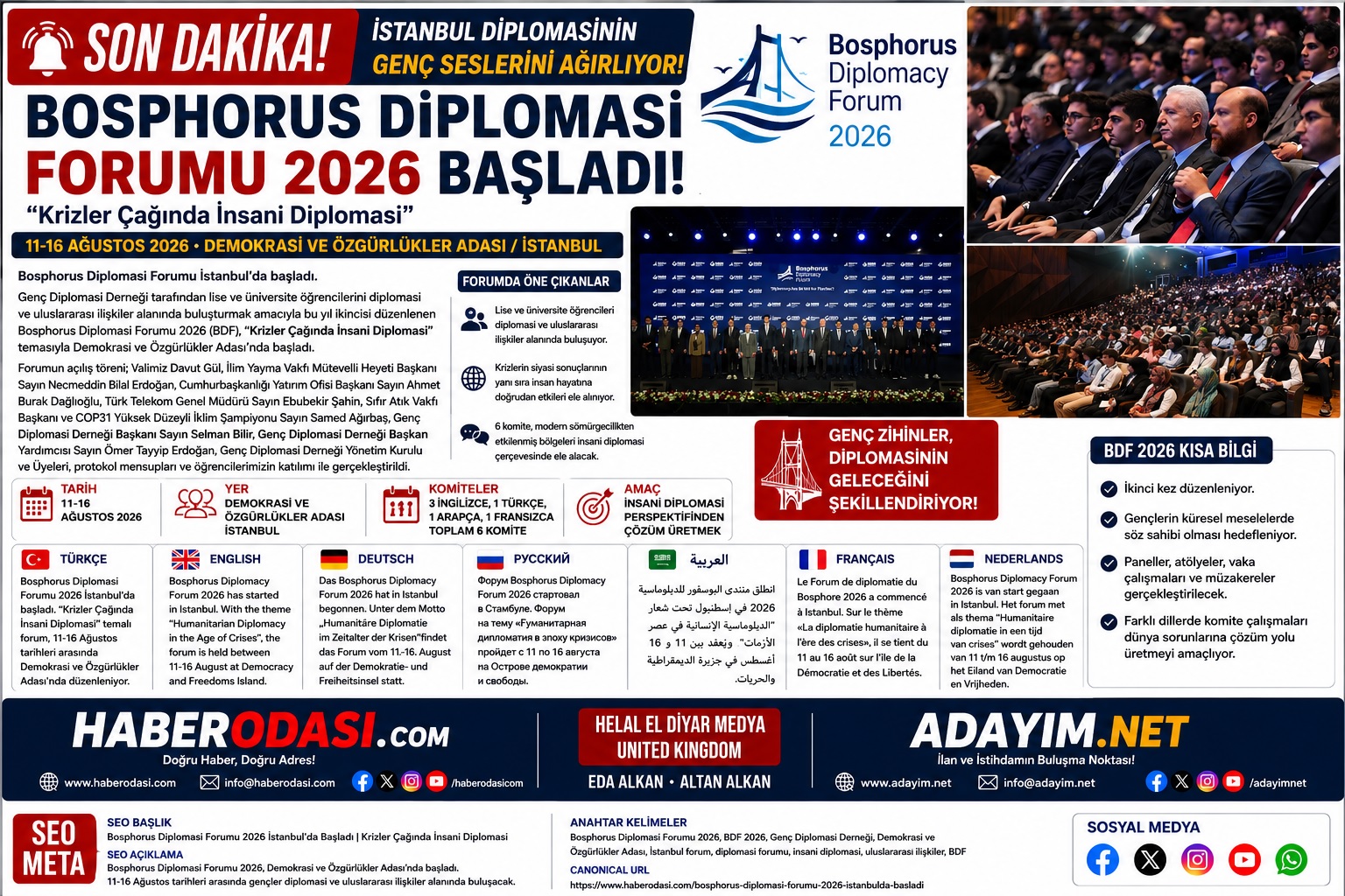 🔴 SON DAKİKA / ÖZEL HABER | BOSPHORUS DİPLOMASİ FORUMU 2026 İSTANBUL’DA BAŞLADI