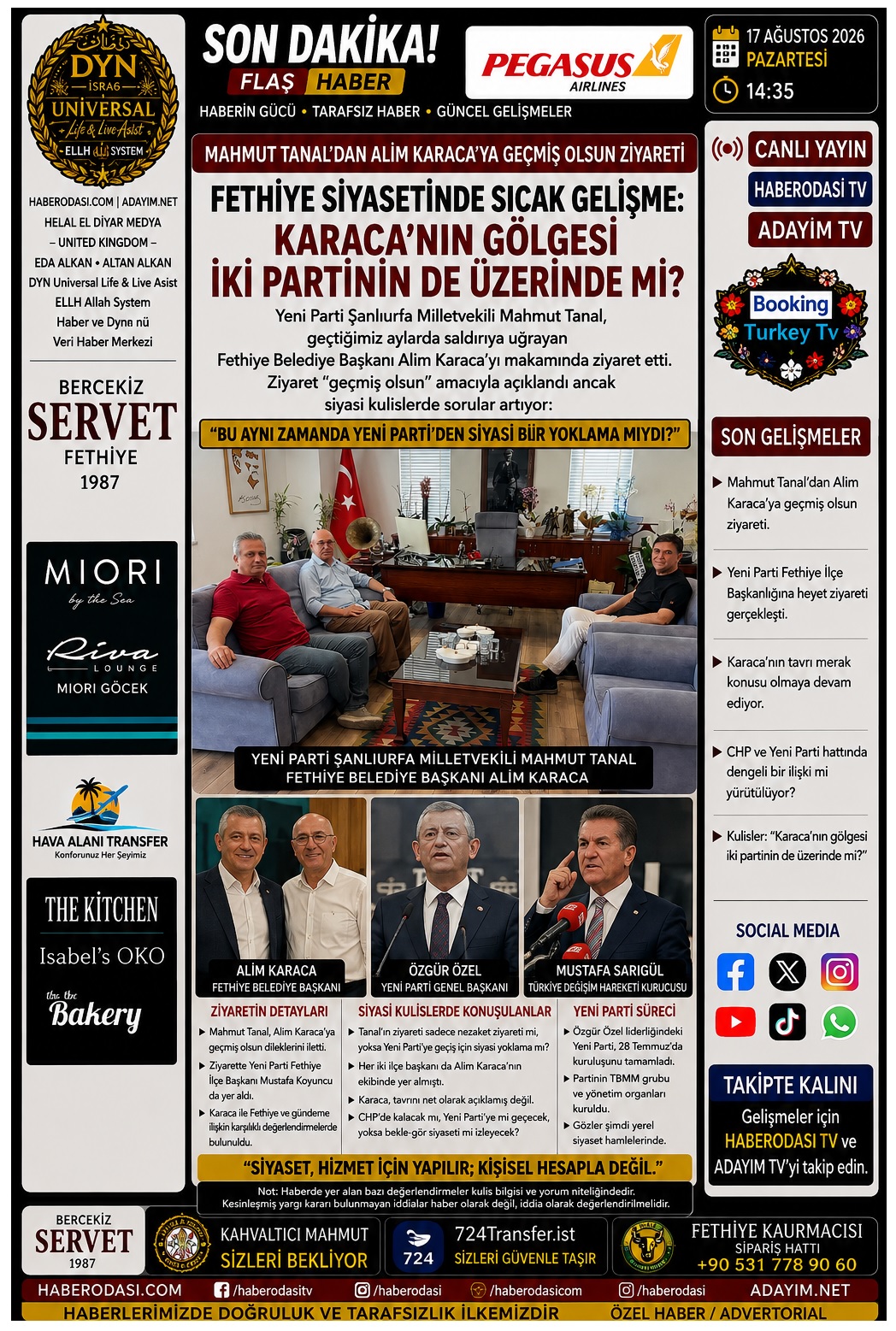 🔴 ÖZEL HABER | FETHİYE’DE SİYASİ SATRANÇ ANKARA’DA DEPREM, FETHİYE’DE ARTÇILARI Mahmut Tanal’ın ziyareti yeni soruyu doğurdu: “Geçmiş olsun” ziyareti mi, Yeni Parti’den siyasi yoklama mı?