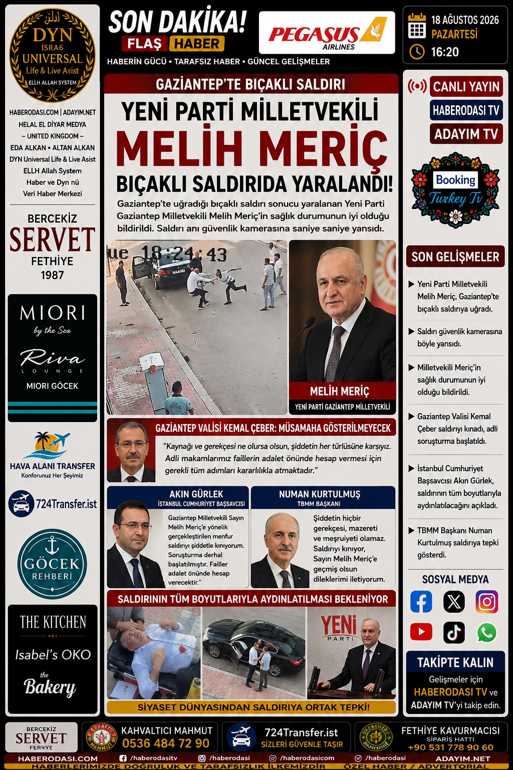 🔴 SON DAKİKA | GAZİANTEP’TE MİLLETVEKİLİNE SALDIRI YENİ PARTİ GAZİANTEP MİLLETVEKİLİ MELİH MERİÇ YARALANDI