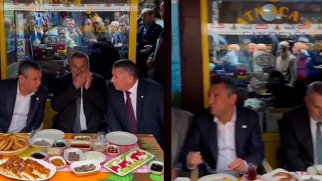Özgür Özel'in kahvaltısı Tepkilere neden oldu!  Vatandaş Yağmur Altında İzledi