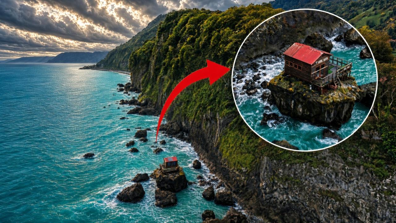 Denizin ortasındaki kayaya ev yaptılar! Amaçları kimseyi rahatsız etmeden tulum çalmak